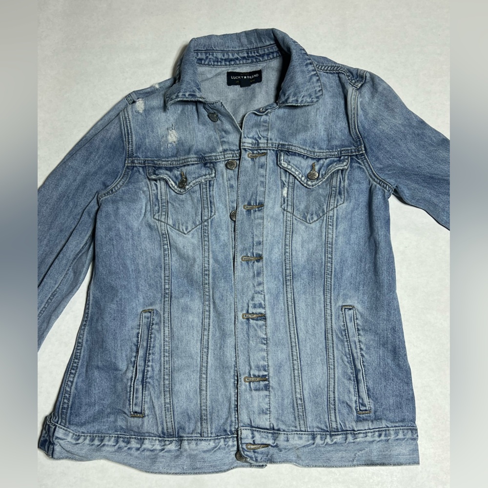 Lucky Brand Distressed Jean jacket size medium.